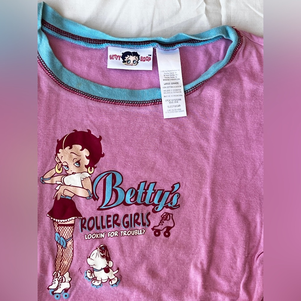 Betty Boop Pink and Blue Roller Girls Tee